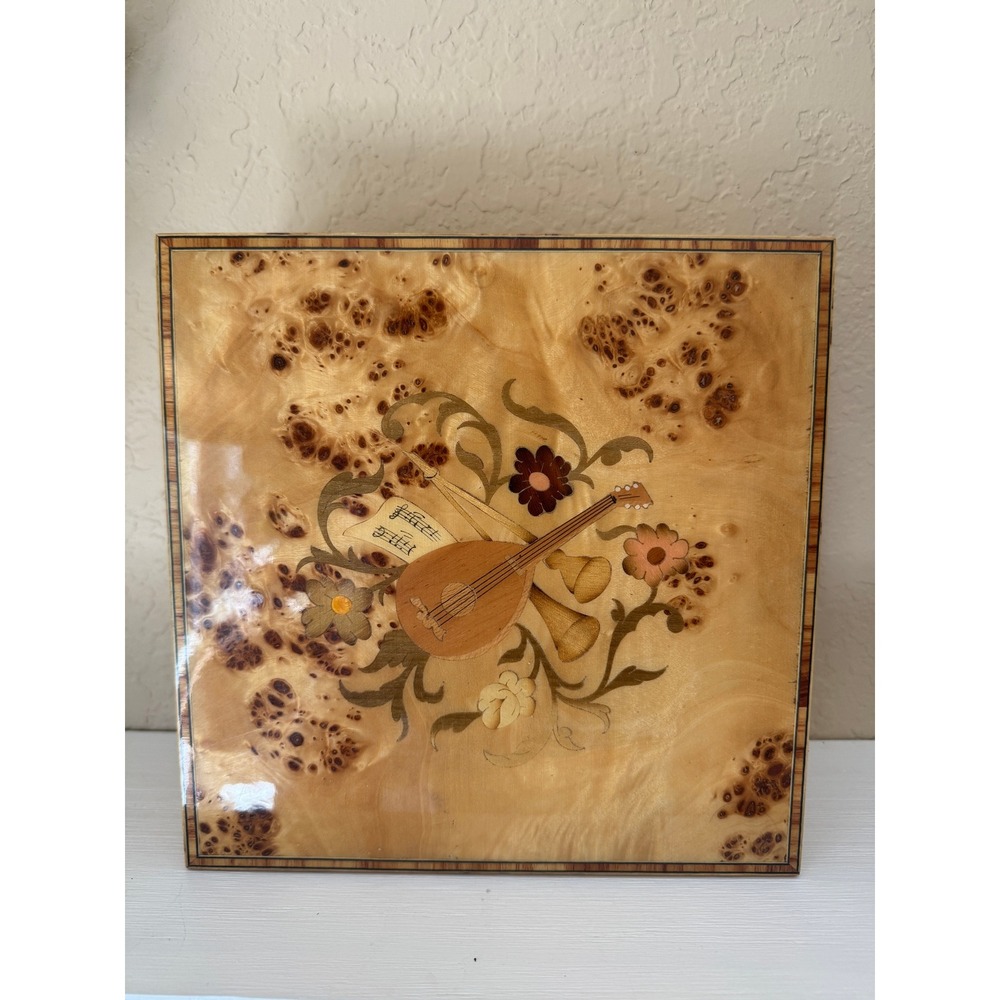 Vintage Reuge Italian Burl Wood Music Box Jewelry Box And I Love You So Italy